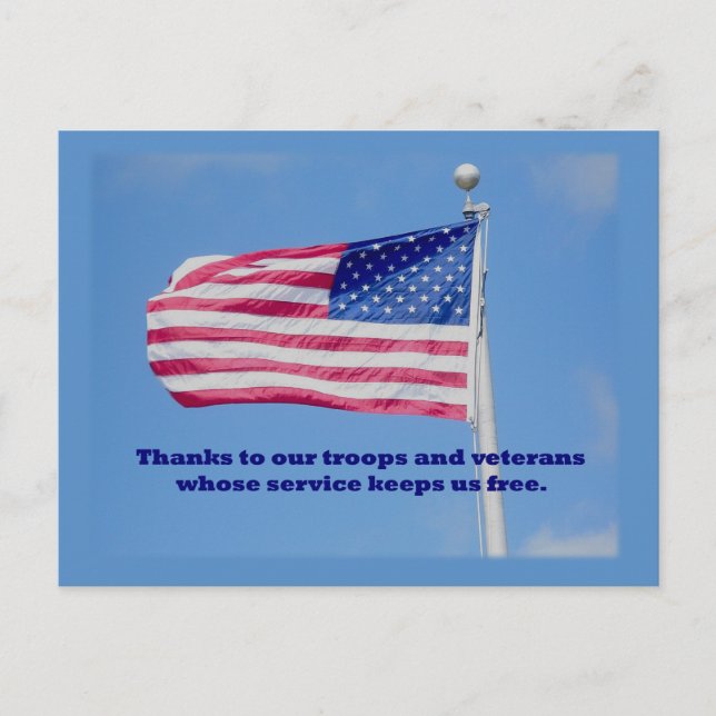 Thank You Troops American Flag Postcard (Front)
