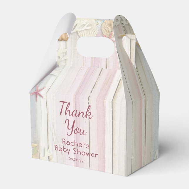 Thank You Tropical Beach Seashell Baby Shower Favor Box (Front Side)
