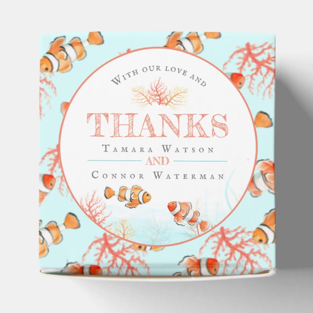 Thank you tropical fish watercolor custom favor box (Top)