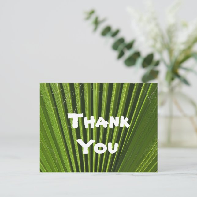 Thank You Tropical Green Palm Leaf Appreciation Postcard (Standing Front)