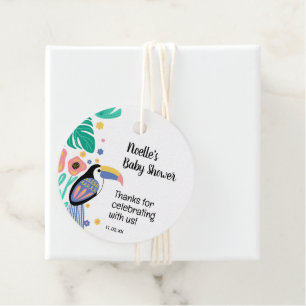 Thank You Tropical Toucan Bird Baby Shower Favour Tags
