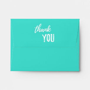 Thank You Turquoise White Brushstroke Typography Envelope