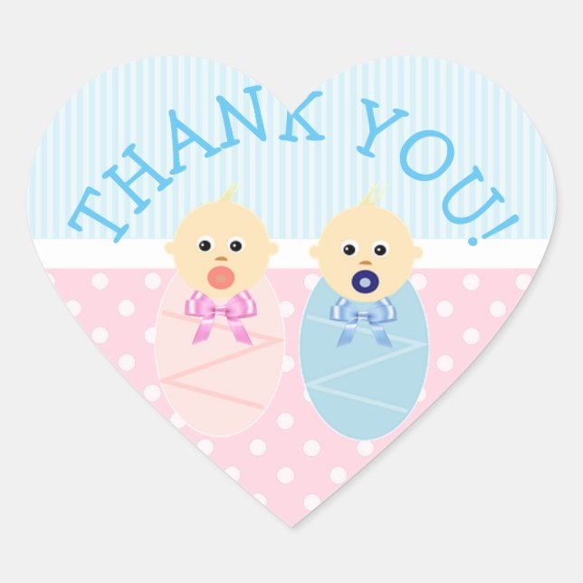 Thank You Twins Blue and Pink Stickers (Front)
