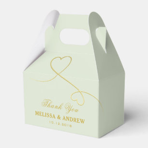 Thank You   Two Gold Hearts   Sage Green Wedding Favor Box
