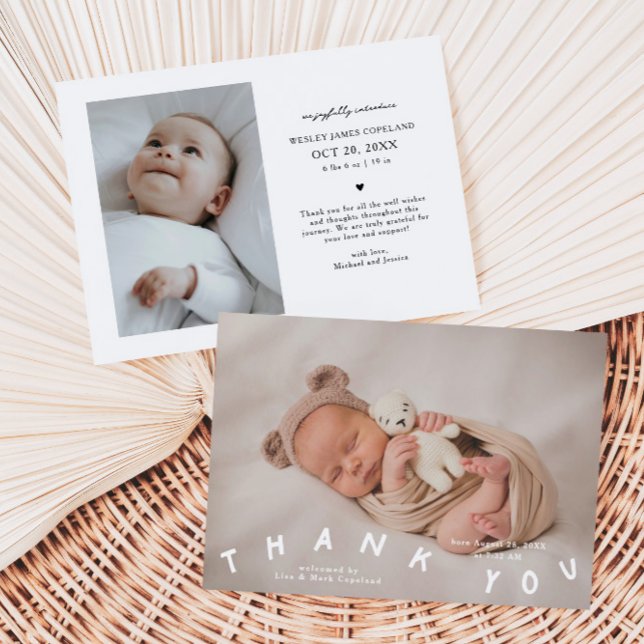 Thank You Typography Birth Announcement Photo (Creator Uploaded)