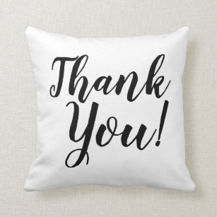 Thank You Typography Black And White Reversible Throw Pillow