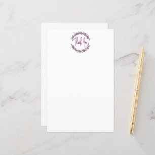 Thank You Typography Chic Purple Leaf Wreath