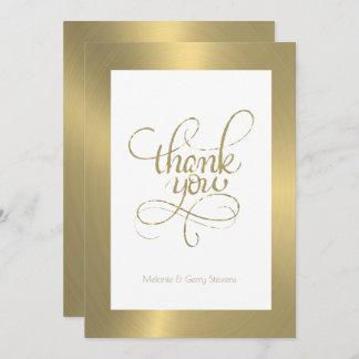 Thank you typography, gold on white background