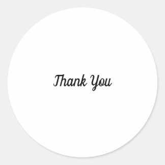 Thank you typography minimalist black and white cl classic round sticker