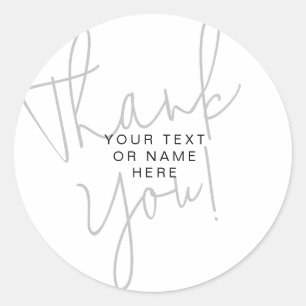 Thank you typography minimalist black and white cl classic round sticker