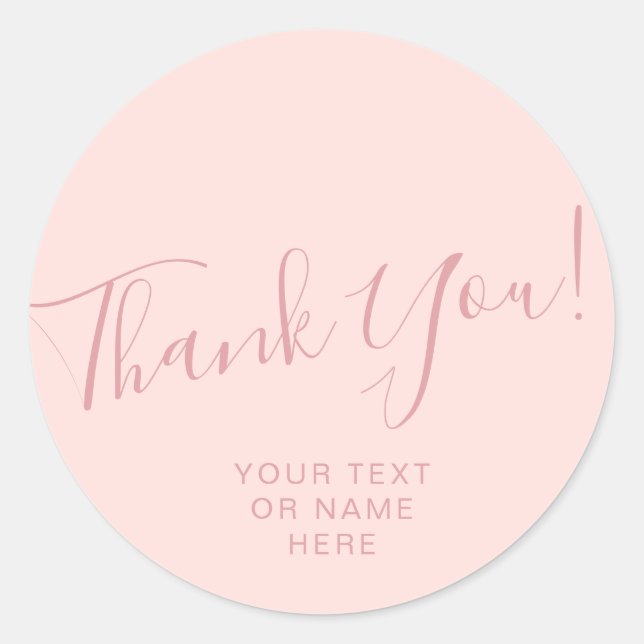Thank you typography minimalist blush pink classic classic round sticker (Front)