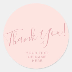 Thank you typography minimalist blush pink classic round sticker
