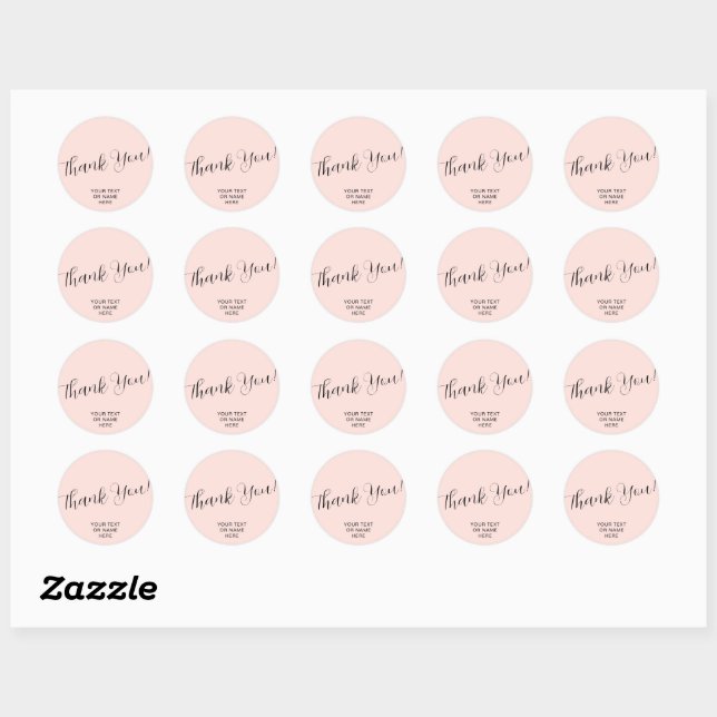 Thank You Typography Minimalist Elegant Blush Pink Classic Round Sticker (Sheet)