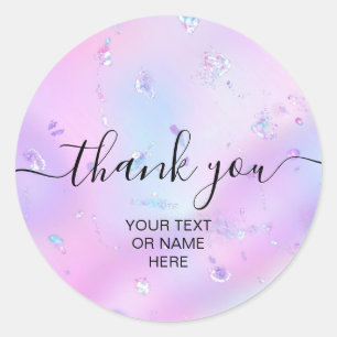 Thank you typography minimalist iridescent opal classic round sticker