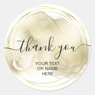 Thank you typography minimalist logo gold classic round sticker