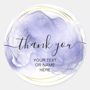 Thank you typography minimalist  logo  lavender classic round sticker