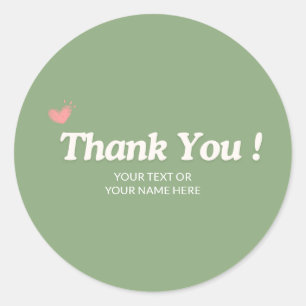 Thank you typography minimalist pastel green  classic round sticker