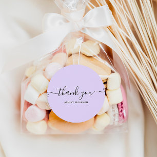Thank you typography minimalist pastel purple classic round sticker