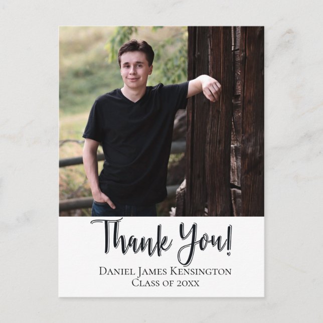 Thank You Typography Script Graduation Postcard (Front)