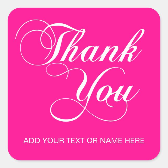 Thank you typography script square sticker (Front)
