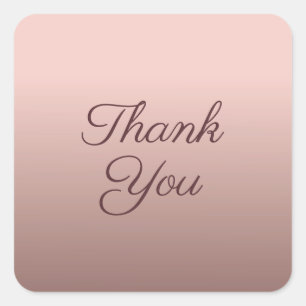 Thank You Typography Script Template Rose Gold Square Sticker