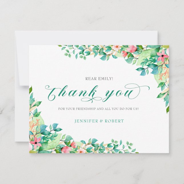 Thank you typography Seaside flowers border Card (Front)
