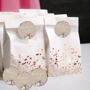 Thank You Typography Spring Flowers Bridal Shower Classic Round Sticker