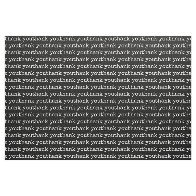 Thank you Typography Text Black White Fabric (Fat Quarter)