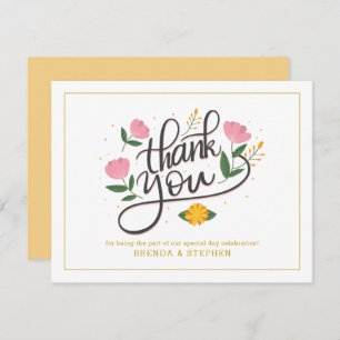Thank you-typography with floral accents invitation