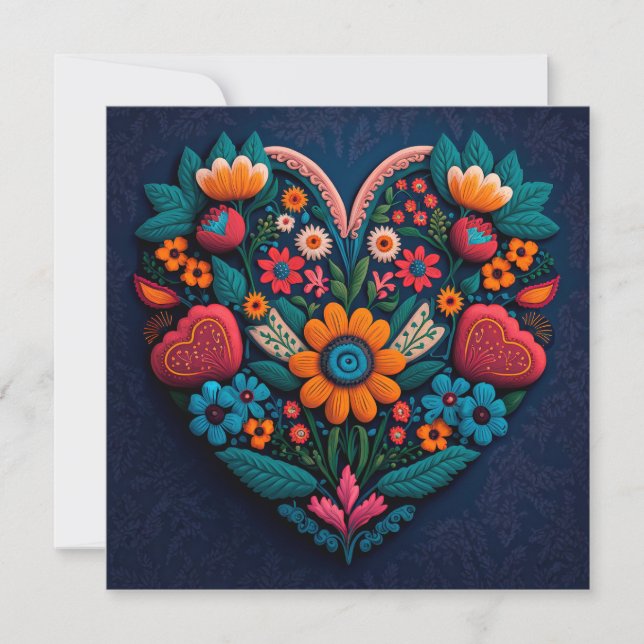 Thank You Ukrainian Style Heart Made of Flowers (Front)