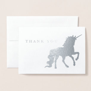 Thank You Unicorn Birthday Silver Foil Card