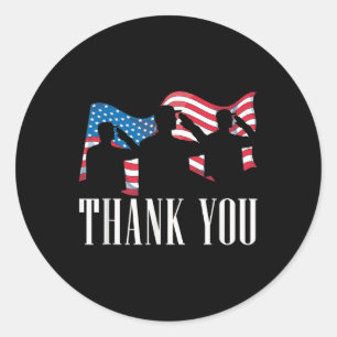 Thank You Us Flag Patriotic Solider America Memori Classic Round Sticker