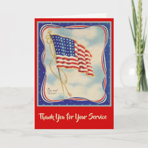 THANK YOU USA AMERICAN FLAG VETERANS CARD