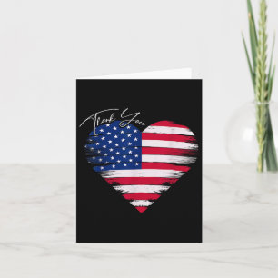 Thank You Usa Flag Heart American Patriotic Memori Card