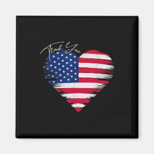 Thank You Usa Flag Heart American Patriotic Memori Magnet