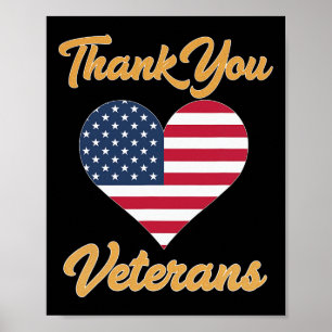 Thank You Usa Flag Heart Veteran Patriot  Poster