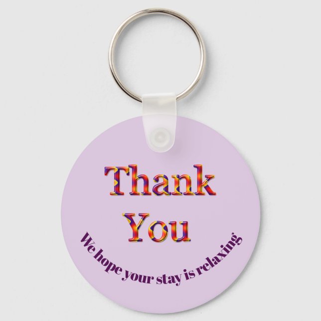 Thank You Vacation House Rental Guest Room Key Keychain (Front)