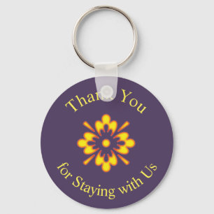 Thank You Vacation Rental Yellow Abstract Flower Keychain