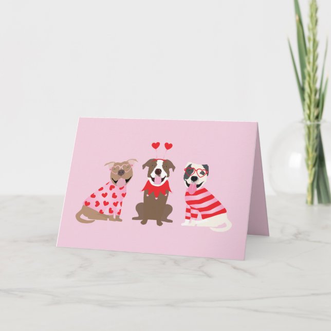 Thank You Valentines Day American Pit Bull Terrier Card (Front)