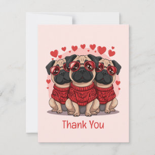 Thank You Valentines Day Pug Dogs