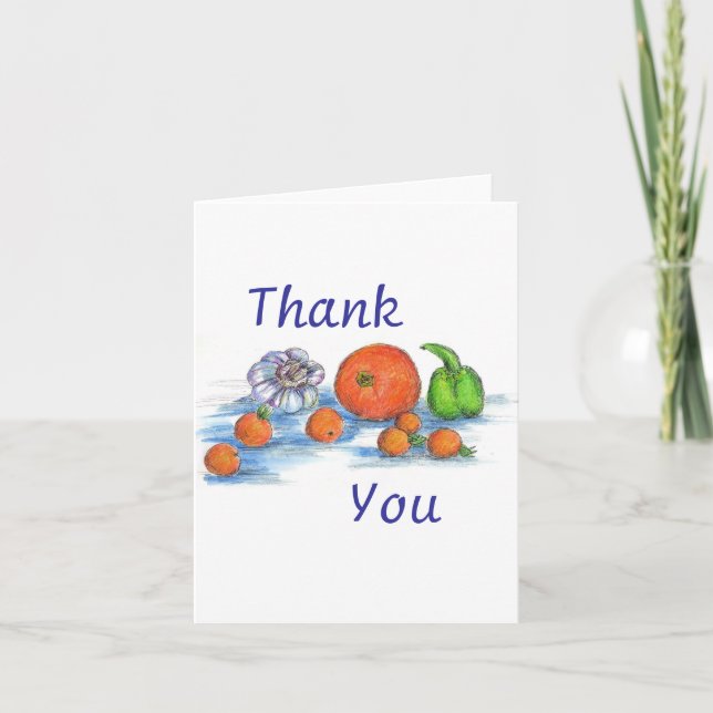 Thank You Vegetables Tomato Garlic Illustration (Front)
