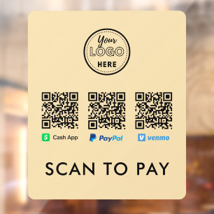 Thank you Venmo Paypal CashApp Scan to Pay Logo Window Cling