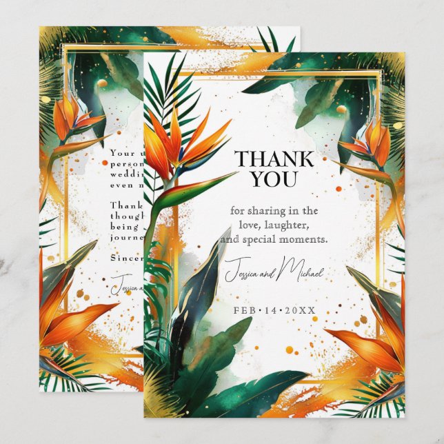 Thank You vertical  Birds of Paradise Bliss Card (Front/Back)