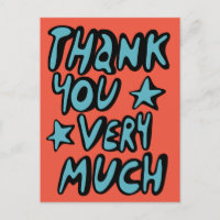 THANK YOU VERY MUCH Bubble Letters Blue Orange
