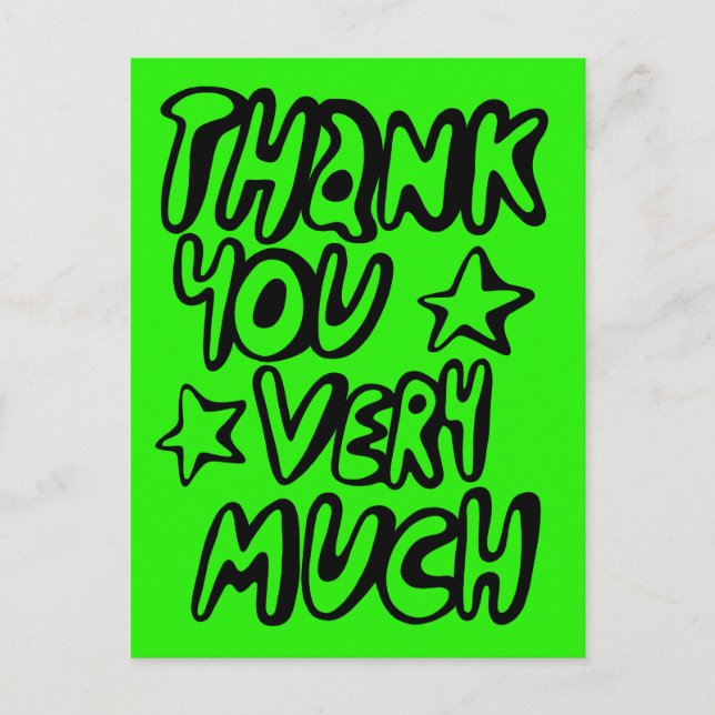 THANK YOU VERY MUCH Bubble Letters Lime CUSTOM   Postcard (Front)