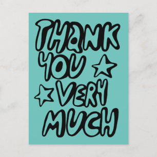 THANK YOU VERY MUCH Bubble Letters Teal CUSTOM   Postcard