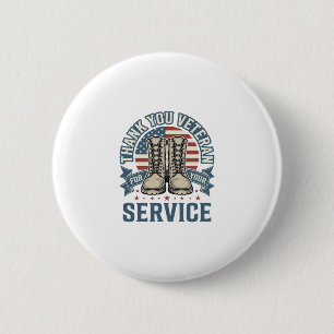 Thank You Veteran Patriotic Boots Service Shirt_1 2 Inch Round Button