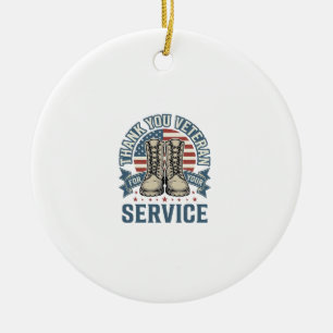Thank You Veteran Patriotic Boots Service Shirt_1 Ceramic Ornament