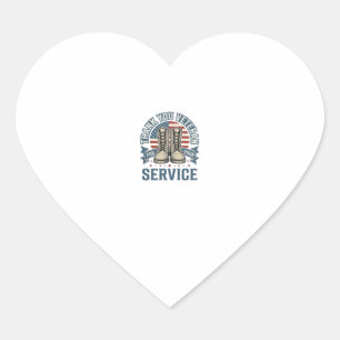 Thank You Veteran Patriotic Boots Service Shirt_1 Heart Sticker