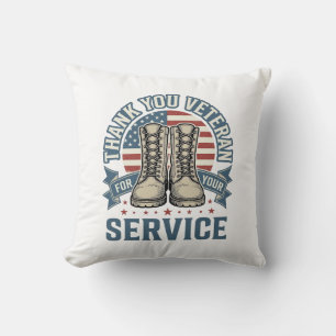 Thank You Veteran Patriotic Boots Service Shirt_1 Throw Pillow